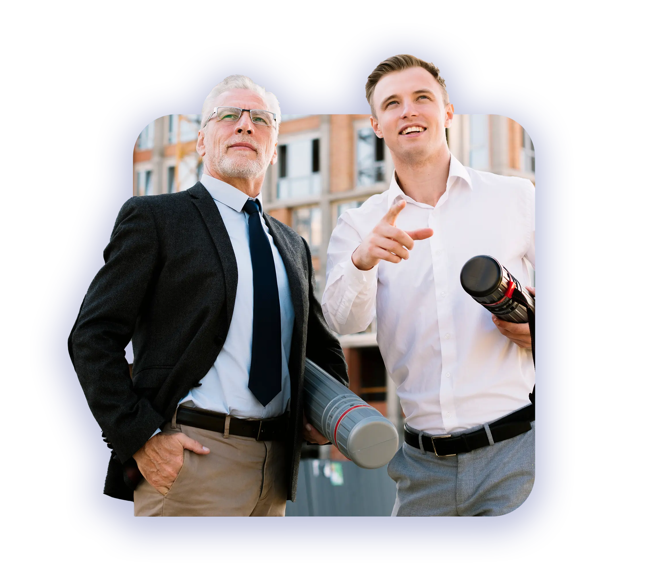 Proactive Facilities Management two male engineers check the project's progress