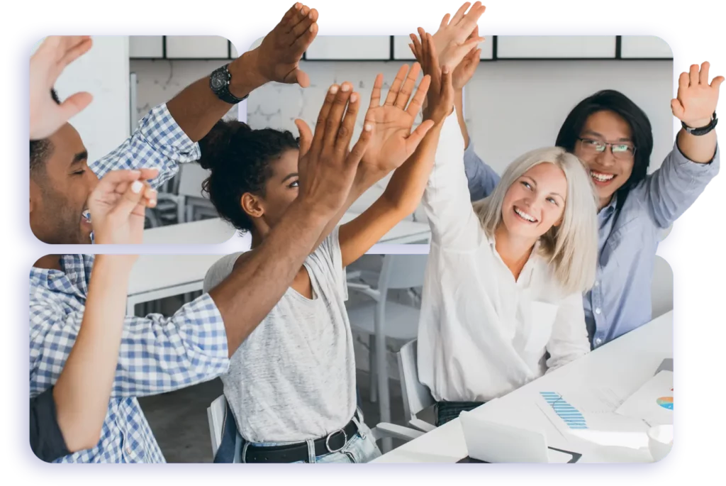 Fostering Optimisation Culture a small business team of four celebrating business growth