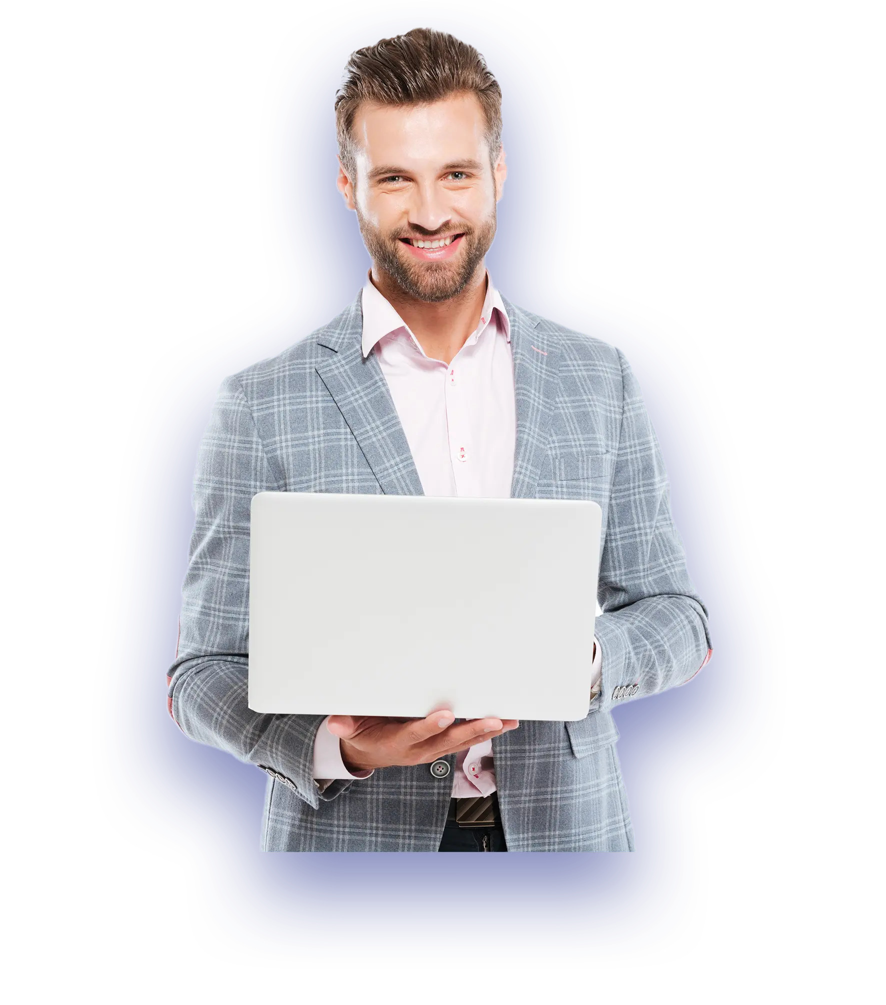 Outsourced IT Solutions a male managed services provider holding a laptop to check the IT environment