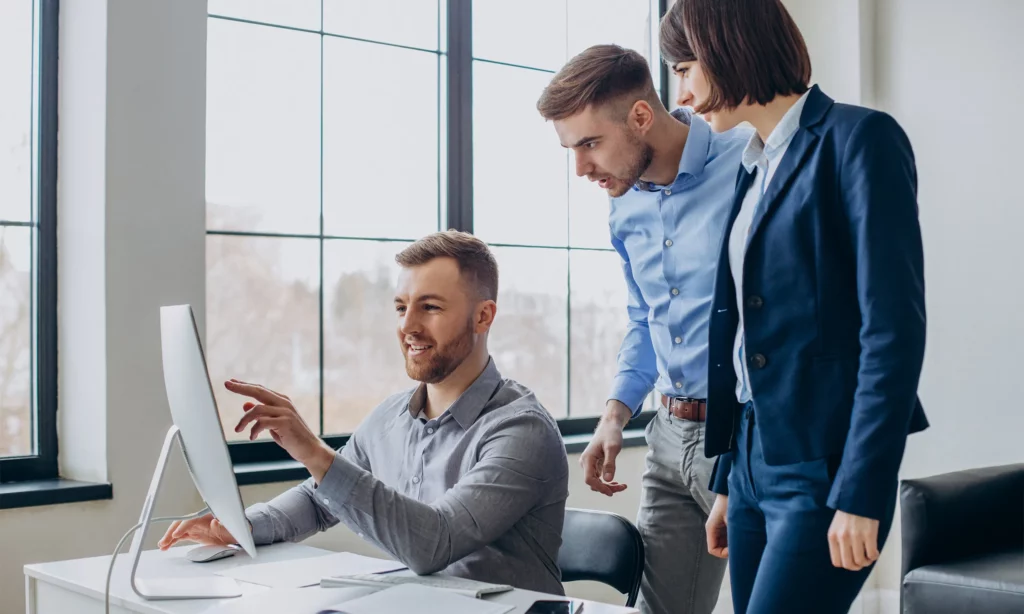 premium back office outsourcing services a team of accountants having a discussion about a client's financial matters